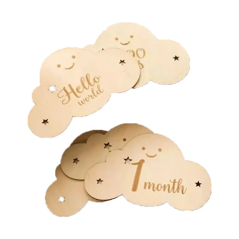 8 Pieces wooden flower milestone baby shower decorations gift set growth record photo atmosphere prop month announcement pendant