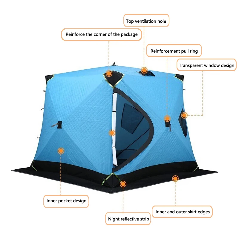 luxury ice fishing tent insulated one piece 6 men winter carp fishing tent  tent for carp fishing