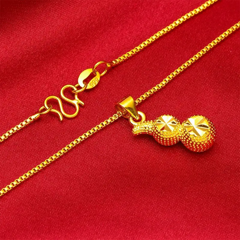 Gold Plated Wholesale Alluvial Solid Calabash Pendent Lucky Word Copper Plating  Gold Gourd Ladies Stylish Pendant