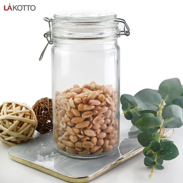 Glass Storage Jars for Kitchen Glass Food Storage Canisters with Airtight sealing ring Storage Containers for Flour, Sugar, Coff