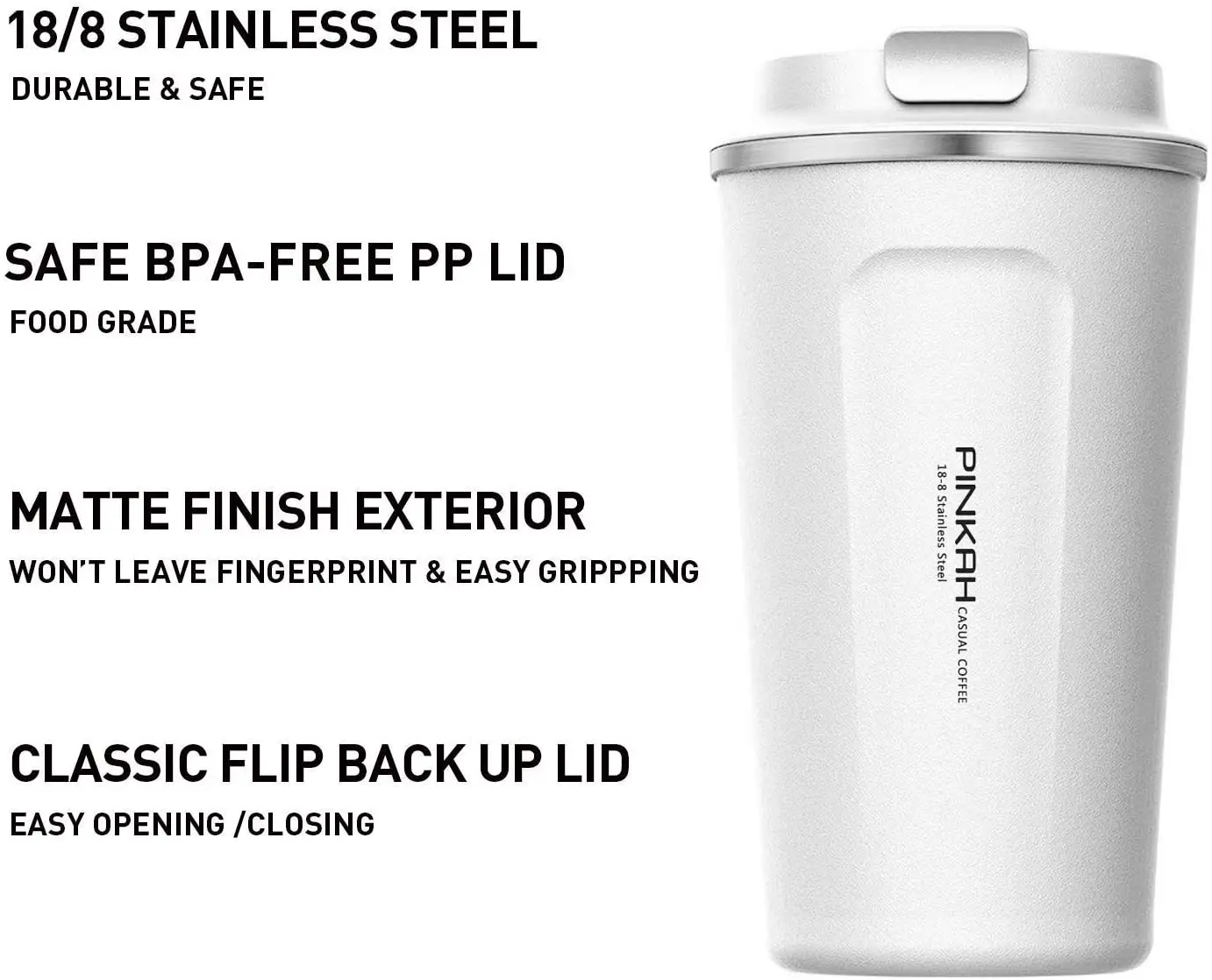 PINKAH Private Label 510ML 17OZ Powder Coated Double Wall Vacuum Insulated stainless steel coffee cup