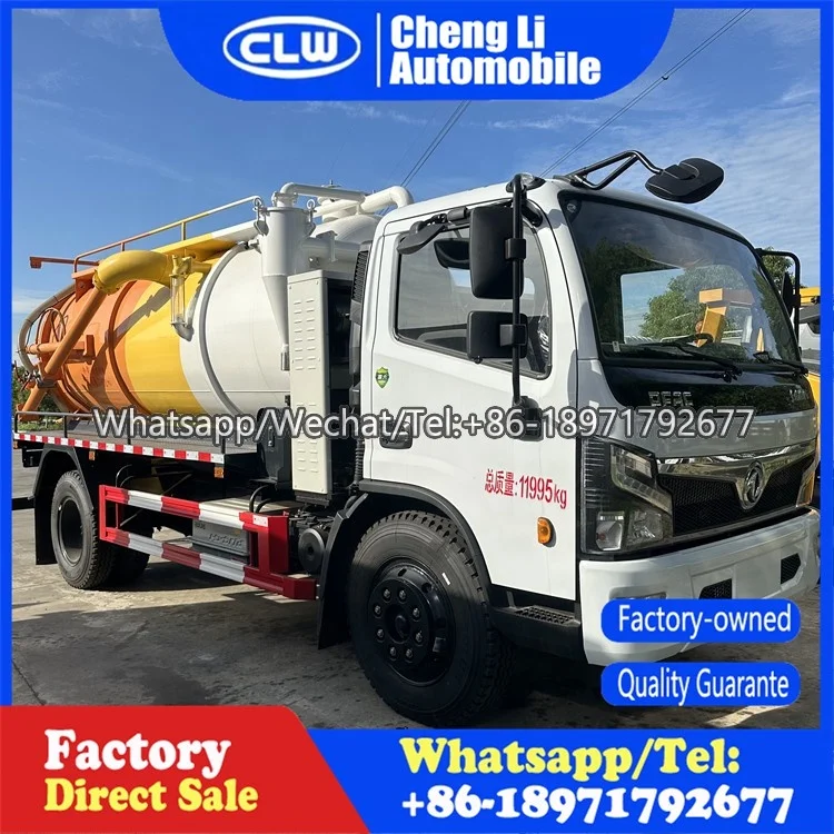 Dongfeng DFAC Small Sewage Suction Trucks 4X2 6CBM 6 Wheelers Vacuum Sewer Tanker Suction Truck