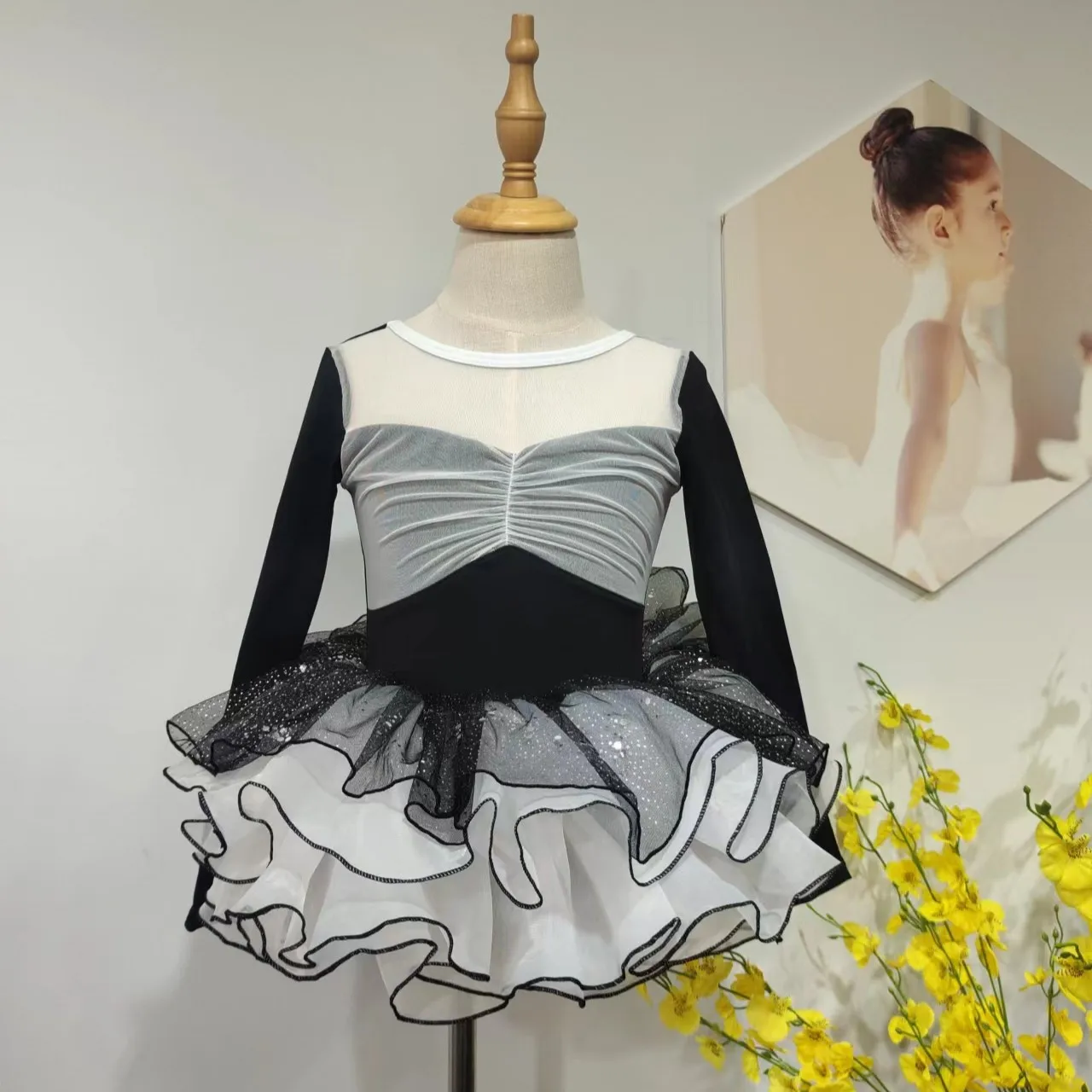 2023 winter new trendy popular long sleeves colorful dance ballet tutu for performance and stage
