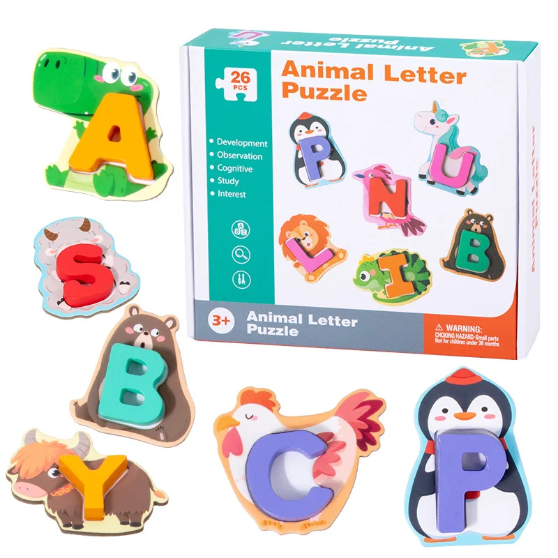 ULi Toddlers School-Age Children Learning Packaged Carton Alphabet Paired Card Early Childhood Education Puzzle Toy