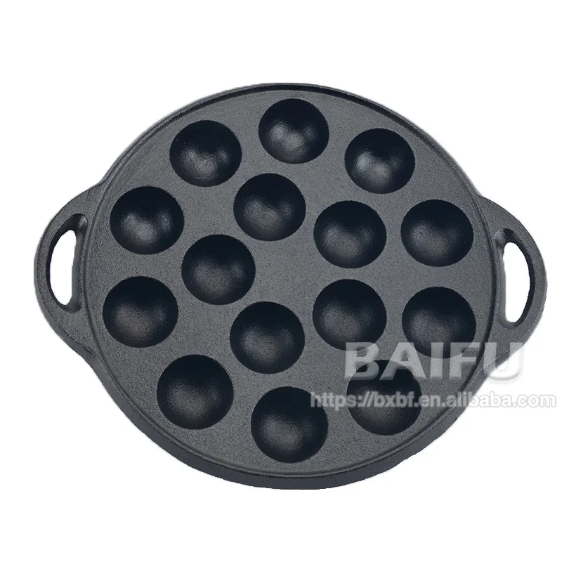 Pre-Seasoned Cast Iron Griddle for Making Poffertjes Pancake Balls, Takoyaki and Thai Kanom Krok