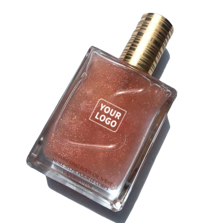 50ml Private Label Gold Glow Shimmer Body Oil Liquid Hydrating Body Highlighter For Dry Skin Body Glitter