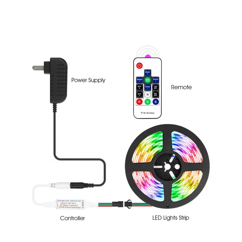 RF 14 keys Remote WS2812b 5V 12V 24V WS2811 SK6812 RGB PIXEL SPI Addressable DIGITAL LED Controller