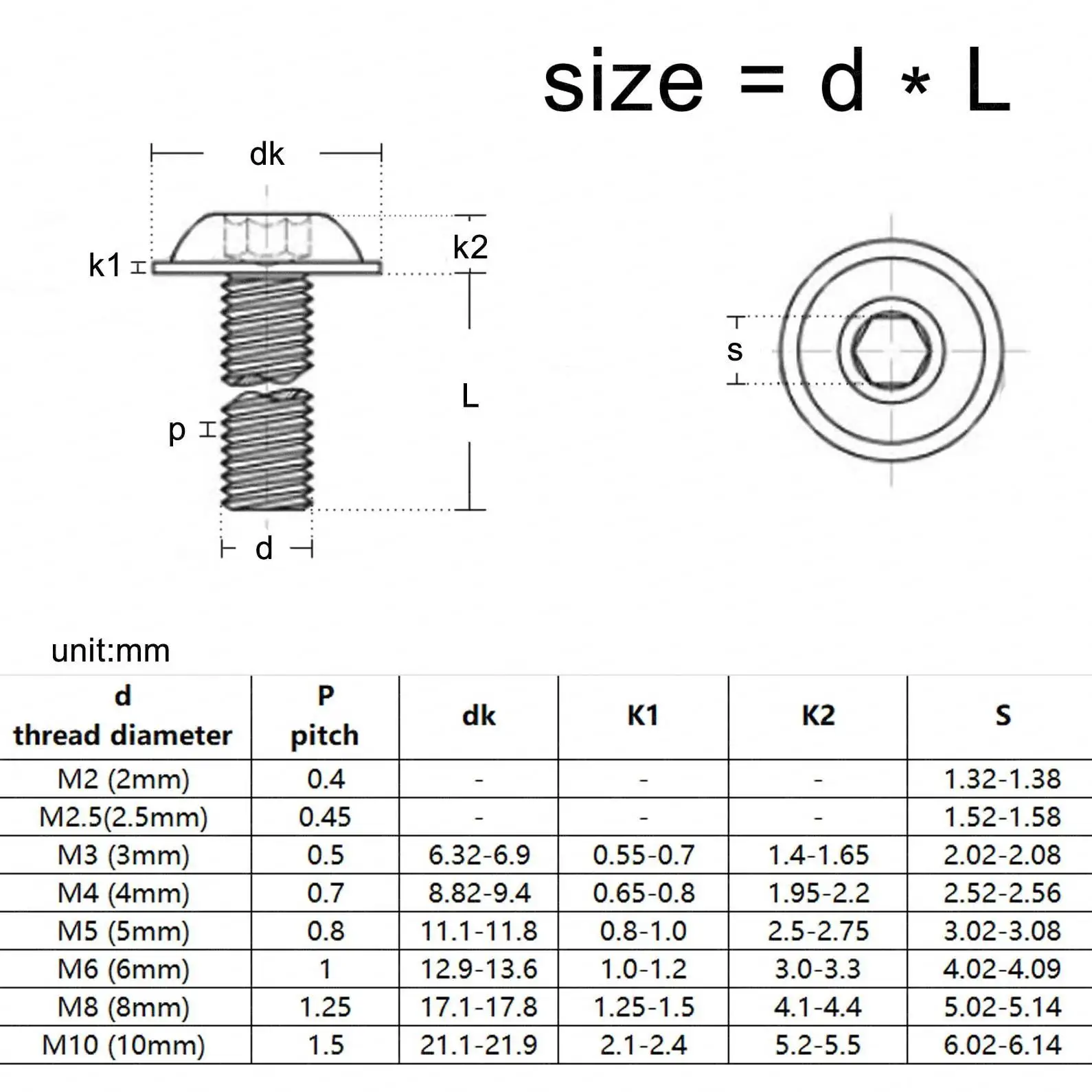 SDPSI DCT M2 M2.5 M3 M4 M5 M6 M8 ISO7380.2 304 A2 Stainless Steel Allen Hex Hexagon Socket Round Button Head With Washer Collar