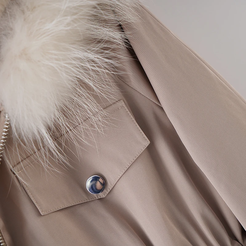 Женское меховое пальто с капюшоном, парка большого размера со съемным натуральным мехом енота на капюшоне, зимняя куртка