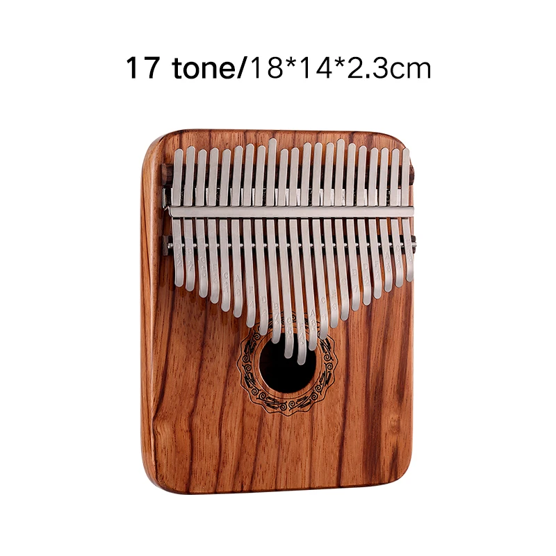 Hluru 21 Key Chromatic Kalimba RedRose/Sandal Solid Wood  Finger Musical Instrument Rounded plate for Kids