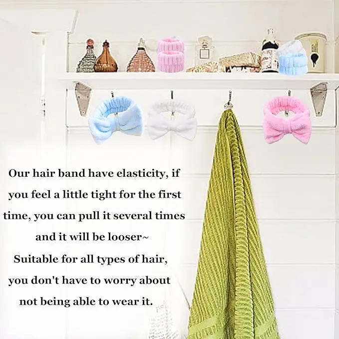 Custom Logo Elastic Flannel Facial Wrist Towel Cuff Makeup Washband Wrist band Skincare Spa Headband And Face Wash Wristband Set