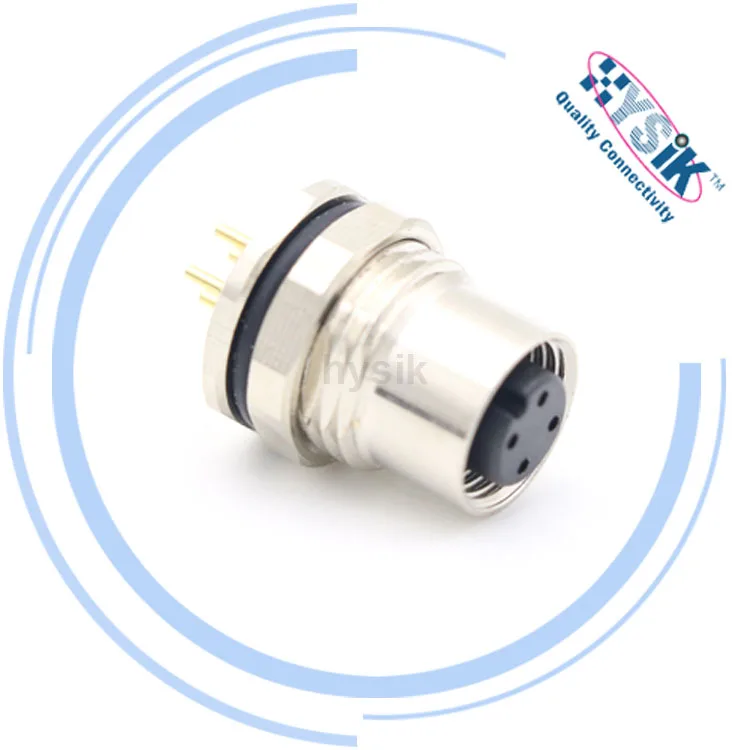 M12 4 position plug bulkhead connector male female flange connector for automation