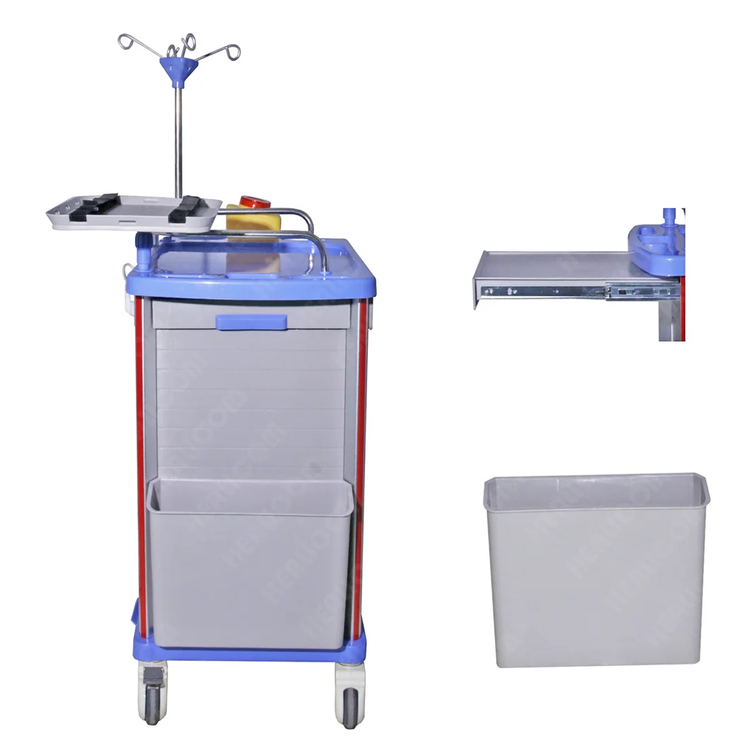 Hot Sale Hospital Trolley Multi-function Cart Medication Emergency Anesthesia Trolley with Mute Wheel