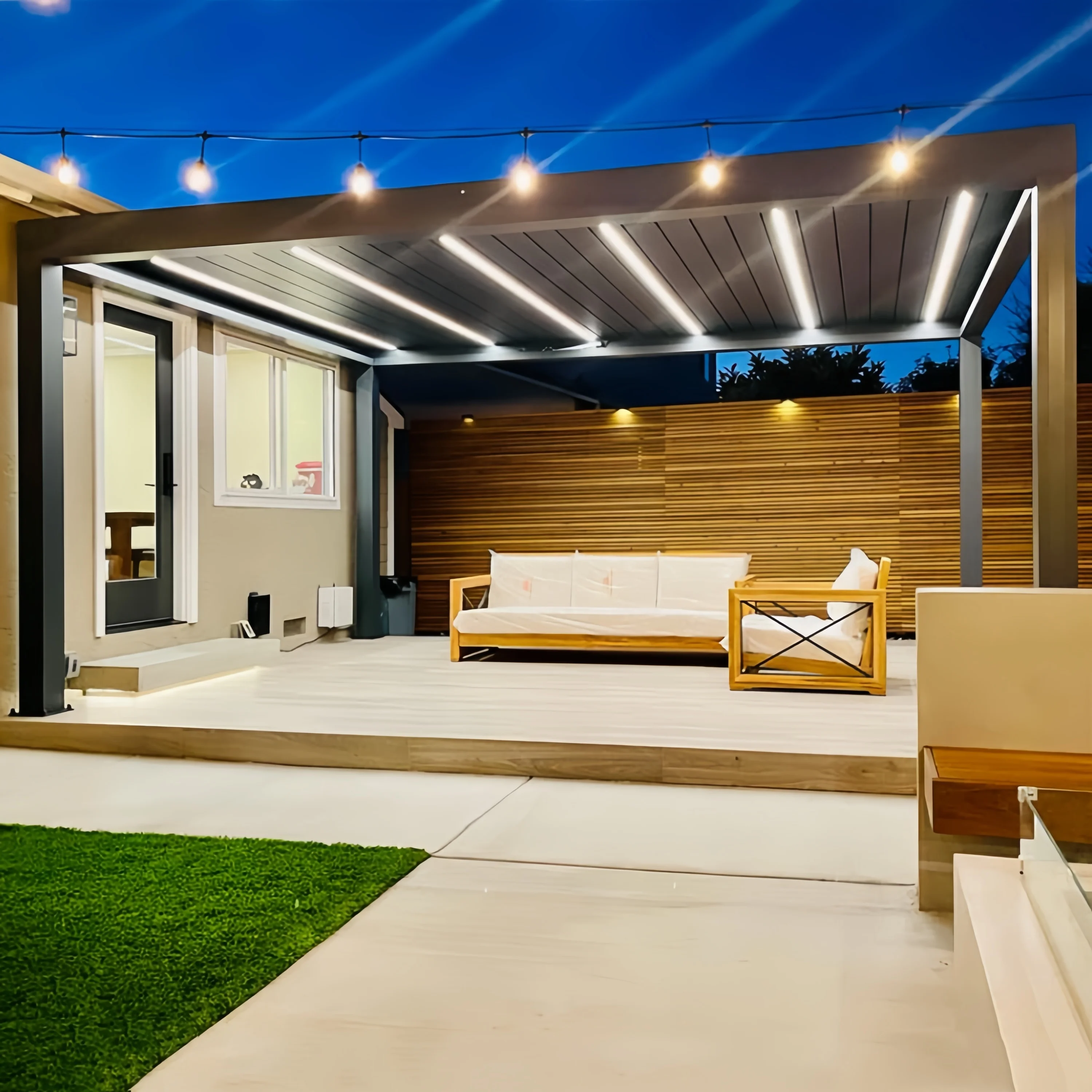 Customized Pergola with glass door Aluminium Outdoor summerhouses Enclosed Stand Sunroom House Metal Gazebo pavilion for sale