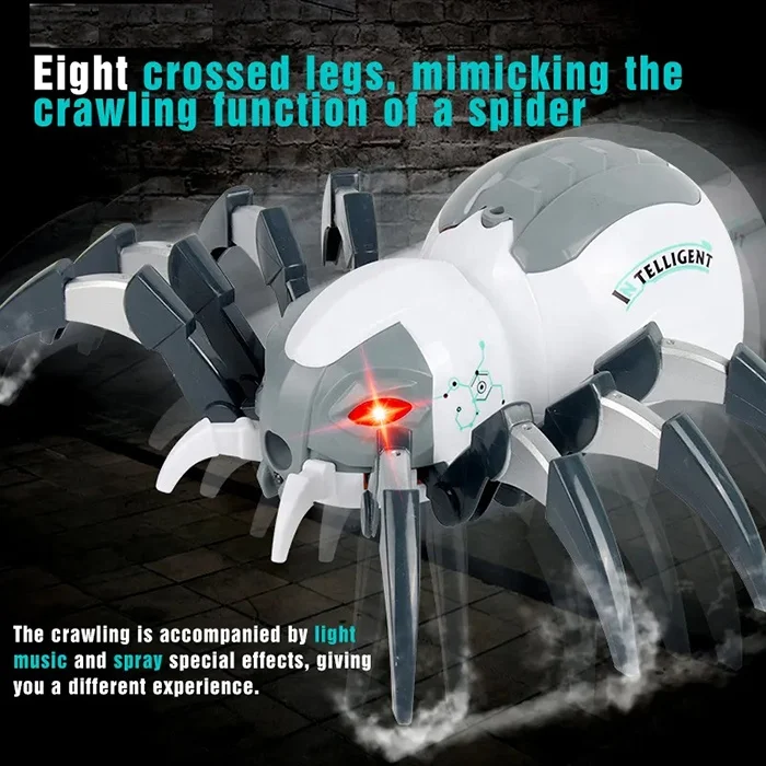 Rc Toy Spray Lights Bot Black Widow Spider Realistic Robot Toy Rc Animals Remote Control Spider Toy With Music For Boy