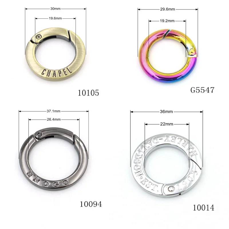 Gate Close Loop Clasp for Bag Golden Custom Logo Round Spring Plated Square Edge 1 Inch Metal Brass Ring Fashion Rings O Ring