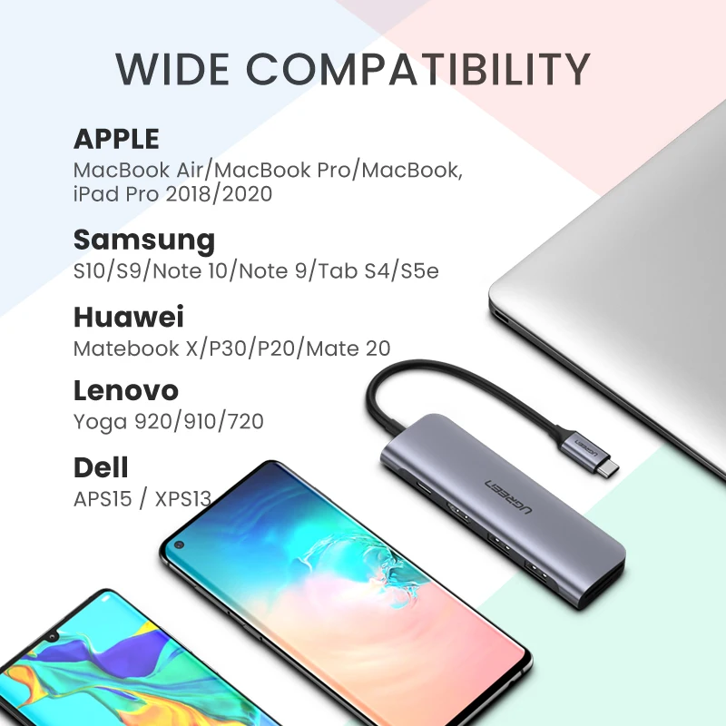 Wholesale USB C HUB Type to Multi 3.0 4K HDR UHD Adapter Dock for MacBook Pro Huawei Mate 30 100W PD Splitter
