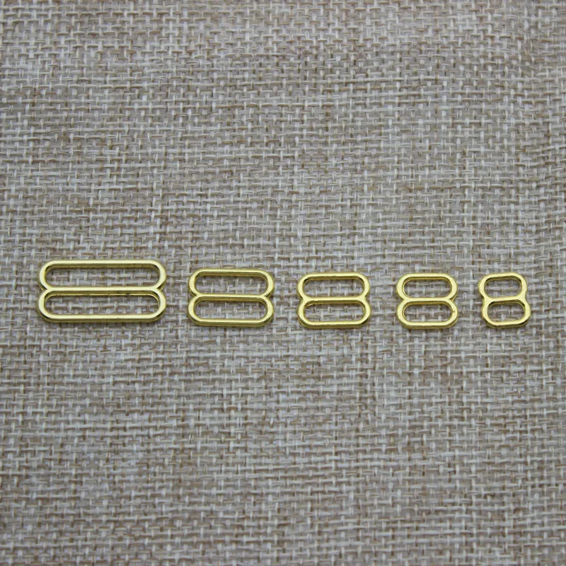 Wholesale ECO-Friendly Nick-Free Gold Plated Swimwear Buckles 6mm 8mm 10mm  Bra Ring And Strap Adjuster Slider
