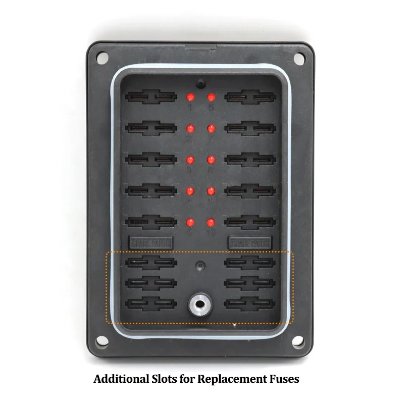 DC12V LED Indicator ATC / ATO Blade Fuses Fuse Block 10 Way Fuse Box with LED for Car Automotive Auto Marine