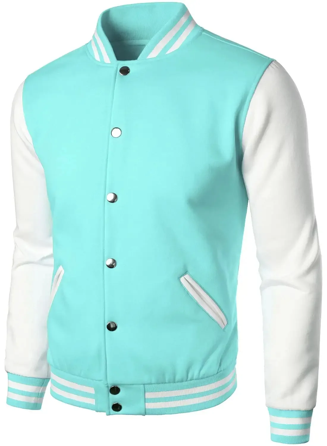 2023 Custom Mens Winter Fashion Baseball Jacket Striped Synthetic Leather Sleeves Letterman Baseball Varsity Jackets For men