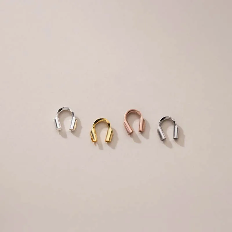 S925 Sterling Silver Gold Plated U Shaped Crimp Wire Protector For Jewelry Crimps & Cord Ends