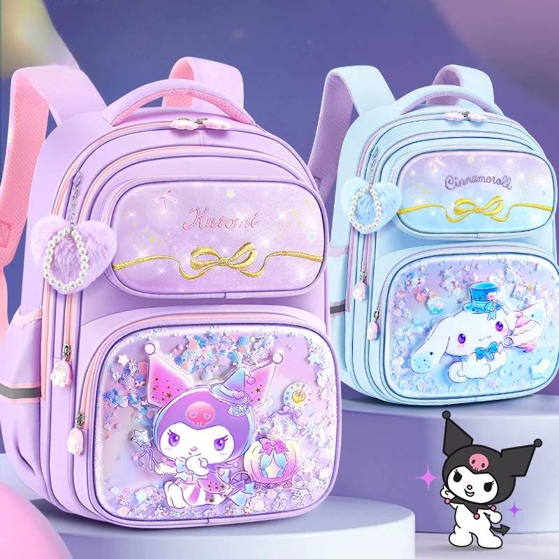 Genuine cartoon Sanrio student satchel Kuromi Backpack  Kt style shoulders large capacity