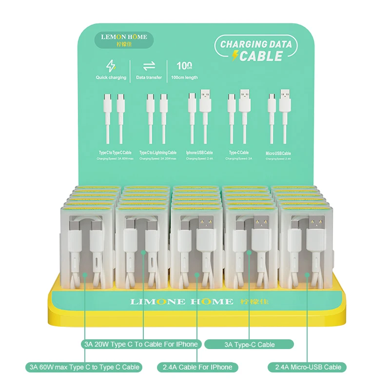 Hot selling five different cables smartphone display box with micro type C usb cable set
