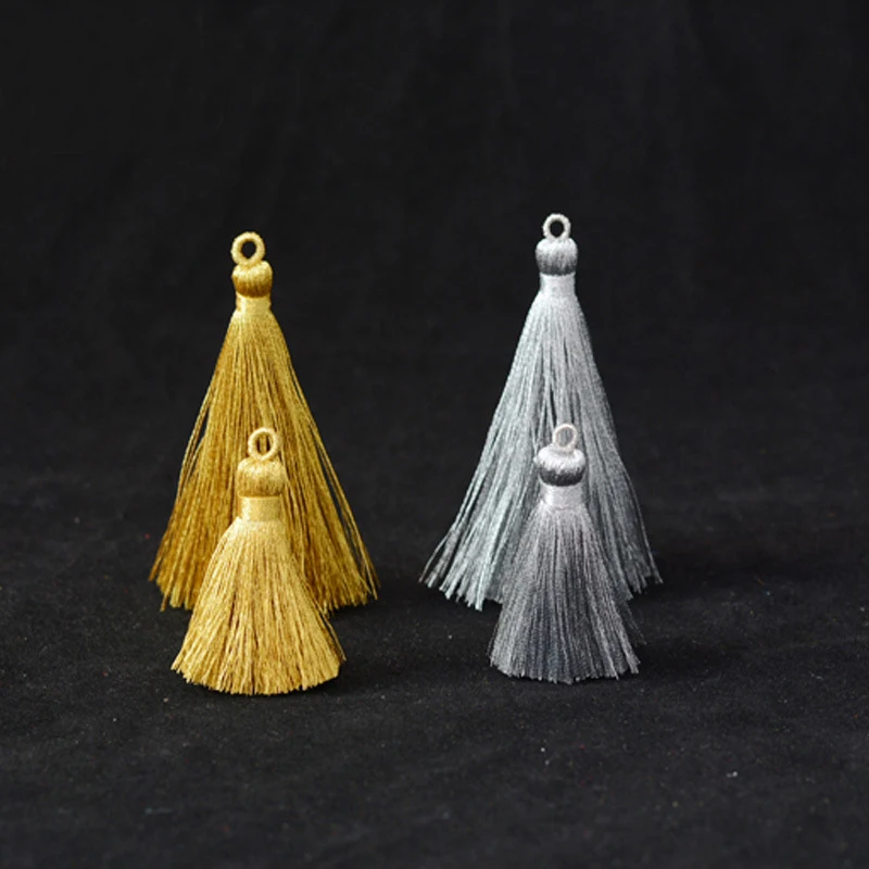 
LONGJIE tassel supplier 2019 gold 85mm nylon fringe decorative tassel for curtain 