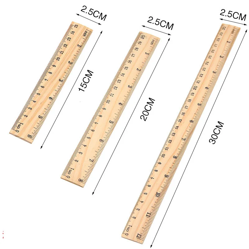 Custom High Quality 6 8 12in Ruler Metric/Inch Rulers Precision Double Sided Measuring Wooden Rulers