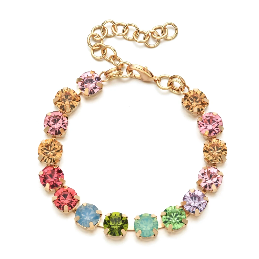 New Crystal Tennis Bracelets For Women Bracelet Gold Plated Colorful Zirconia Femme Bridal Wedding Jewelry Bracelets