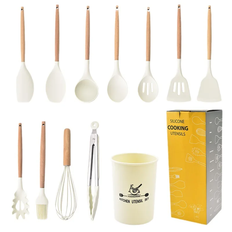 Wholesale Kitchen Utensils 12 Pieces Silicone Cooking Utensils Set Kitchen Utensil Set With Storage Holder