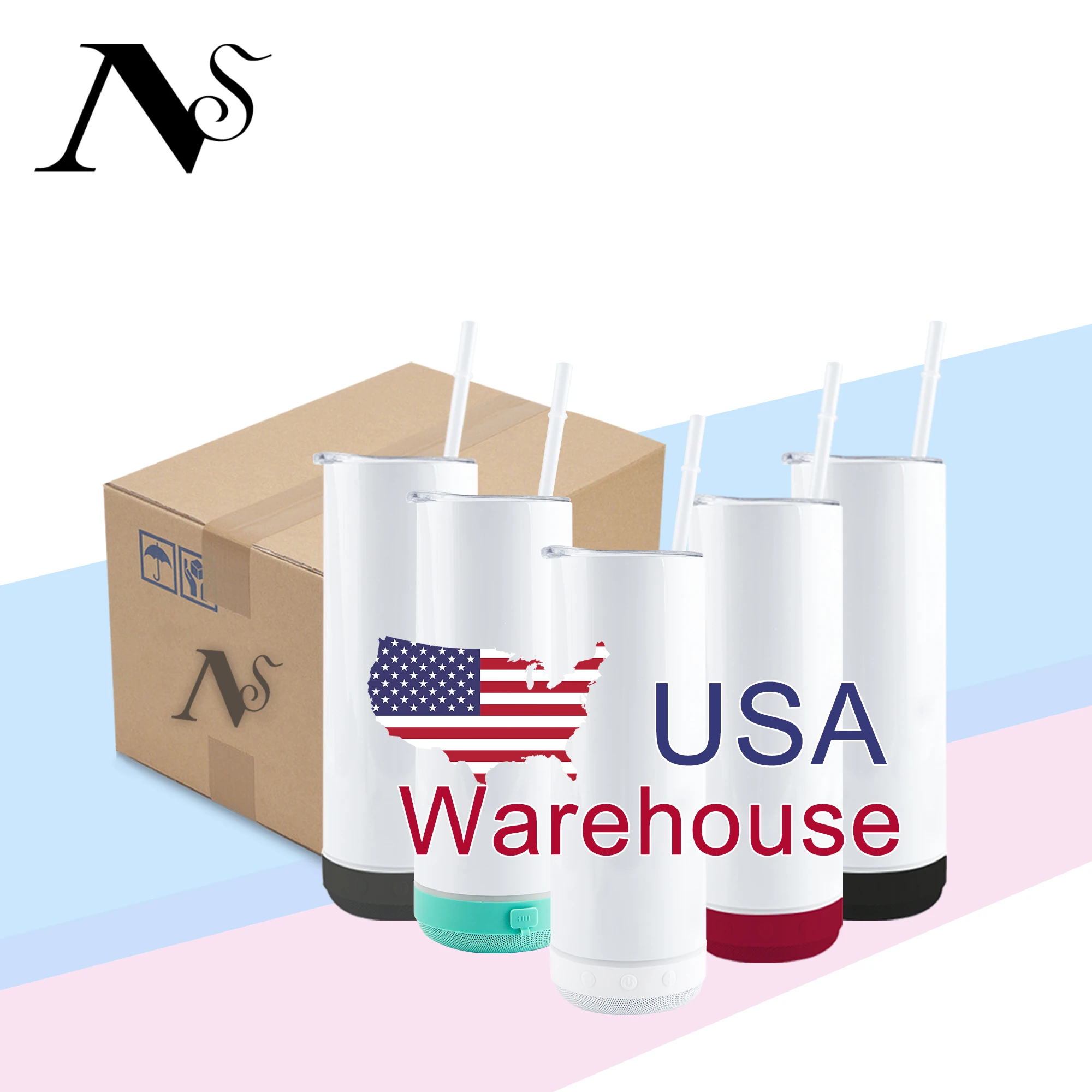 20oz  Free 500ml 1000ml Sublimation Glasses Stainless Steel Music Cup Music Wireless Speaker Water Bottle Tumbler for party