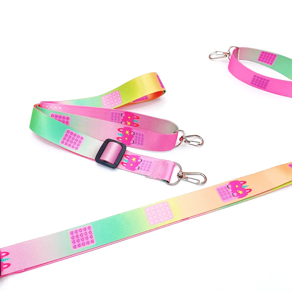 Custom Sublimated Print Logo Anime Cartoon Camera Phone Crossbody Neck Adjustable Polyester Shoulder Bag Strap Lanyard