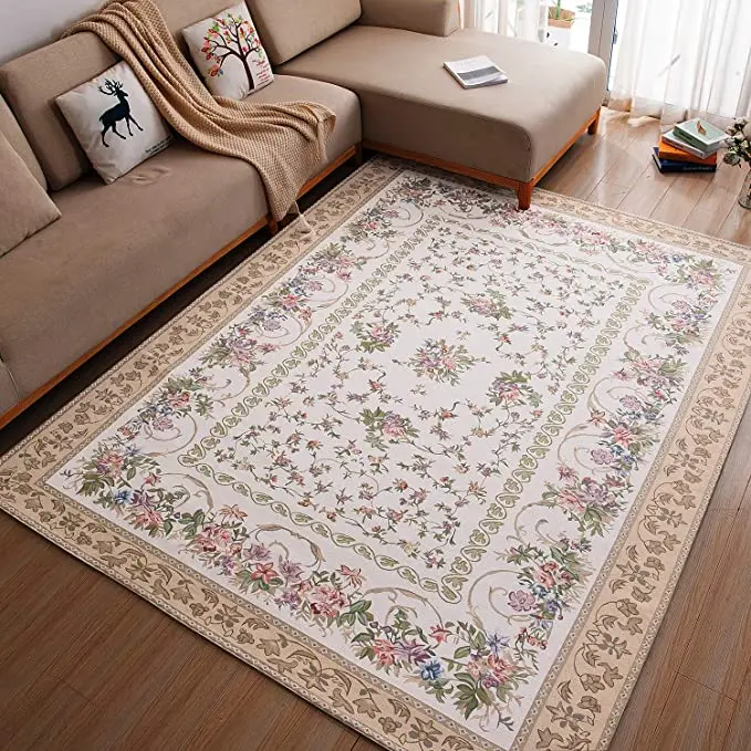 Wholesale custom  hot sale Living Room carpet anti slip luxury chenille Jacquard carpet Weave flower floor mat area rugs