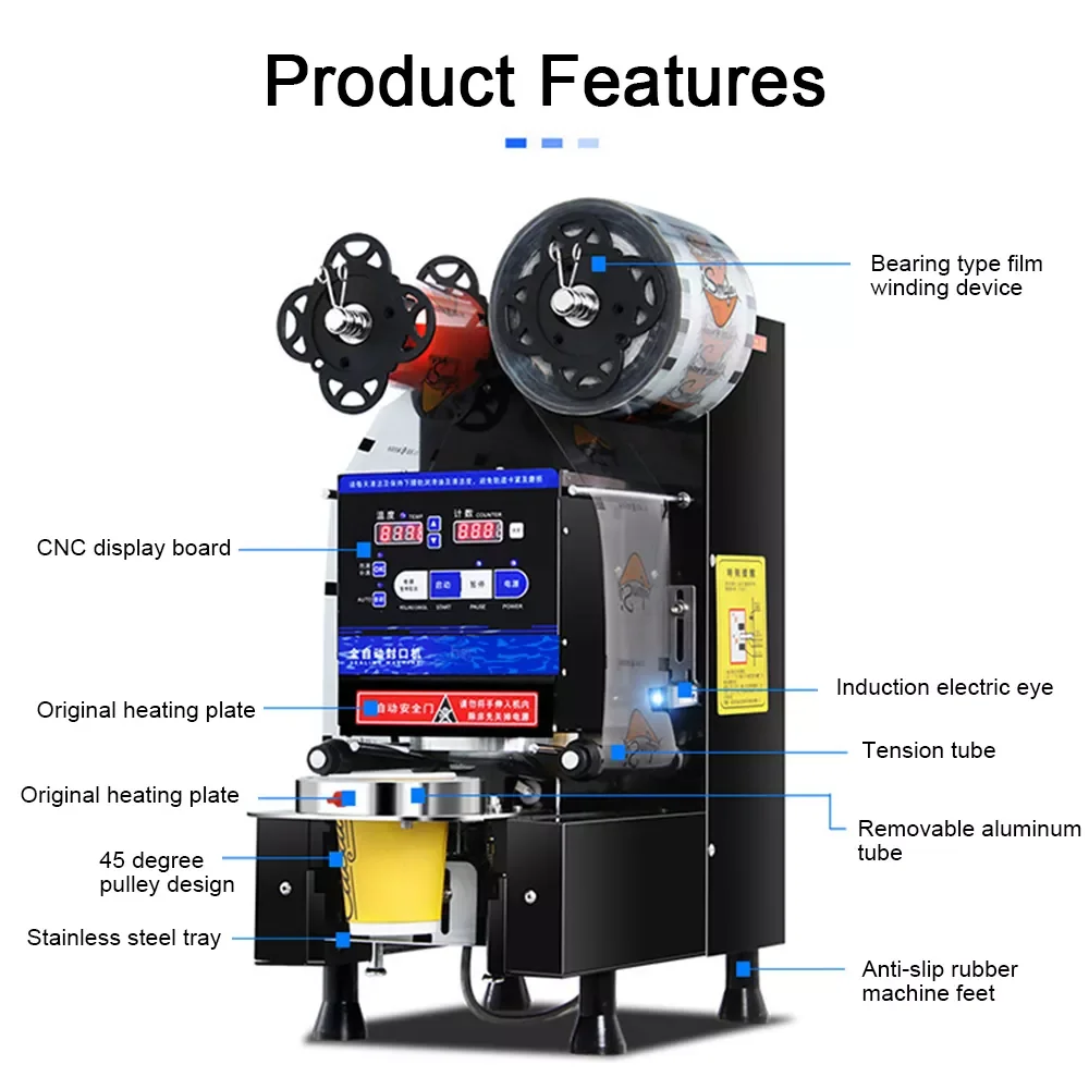 portable automatic boba tea round plastic cup sealing machine