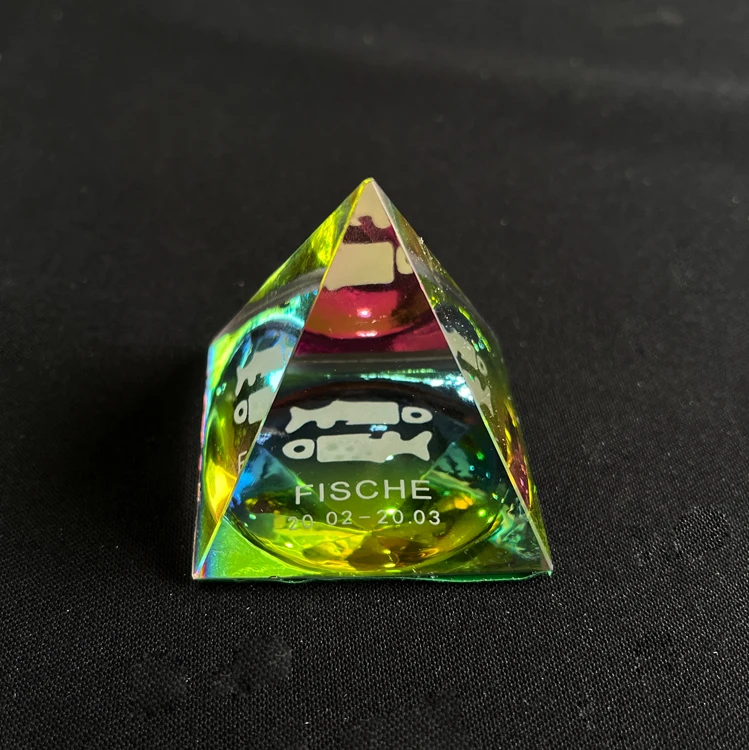 Зодиак гороскоп стеклянная призма Пирамида Статуэтка Paperweight