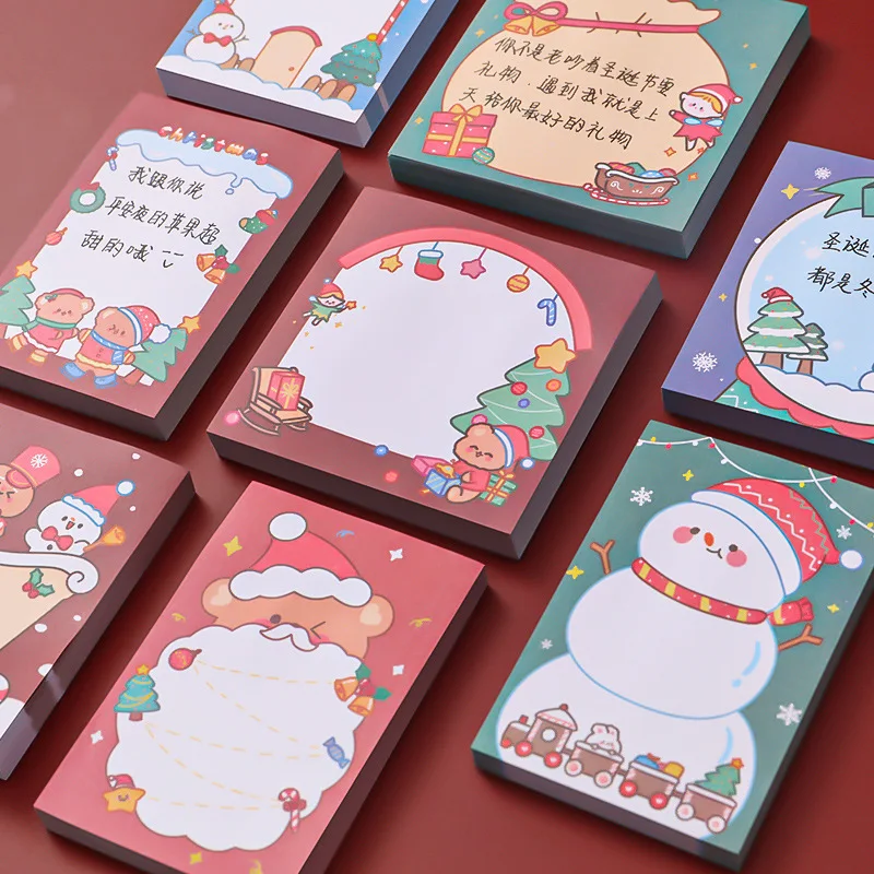 Christmas Cartoon Series Santa Claus Student Gift Message Notepad Sticky Notes Custom Memo Pads Index Posted It Sticky Note