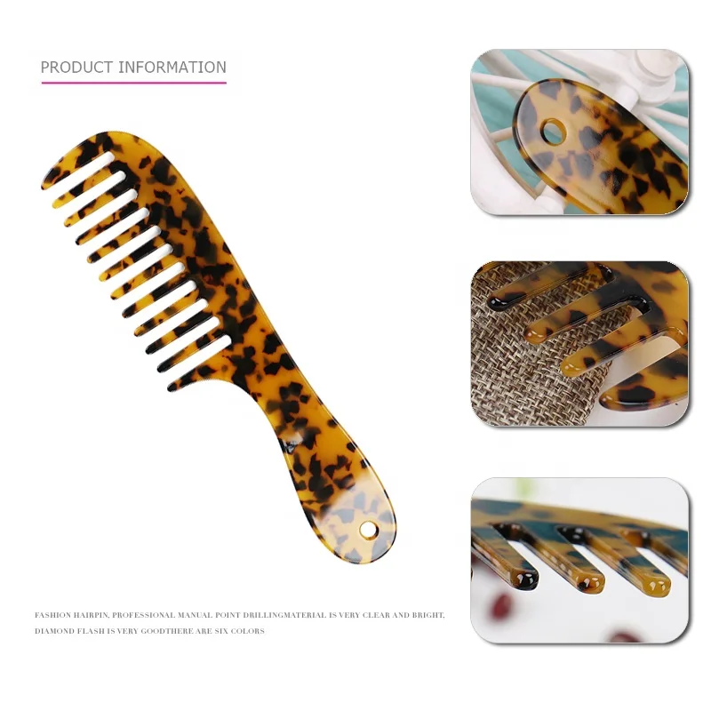 High quality Cellulose Acetate Comb Large Women Hair Comb Wide Tooth Comb Home and Salon