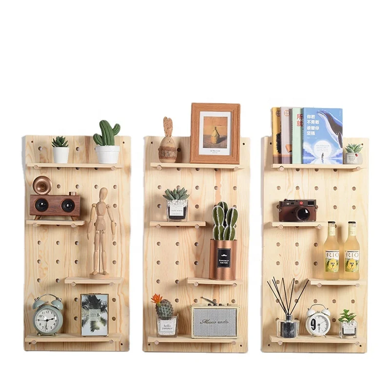 
OEM different kinds of wood decor wood peg and stacking board peg board organizer 