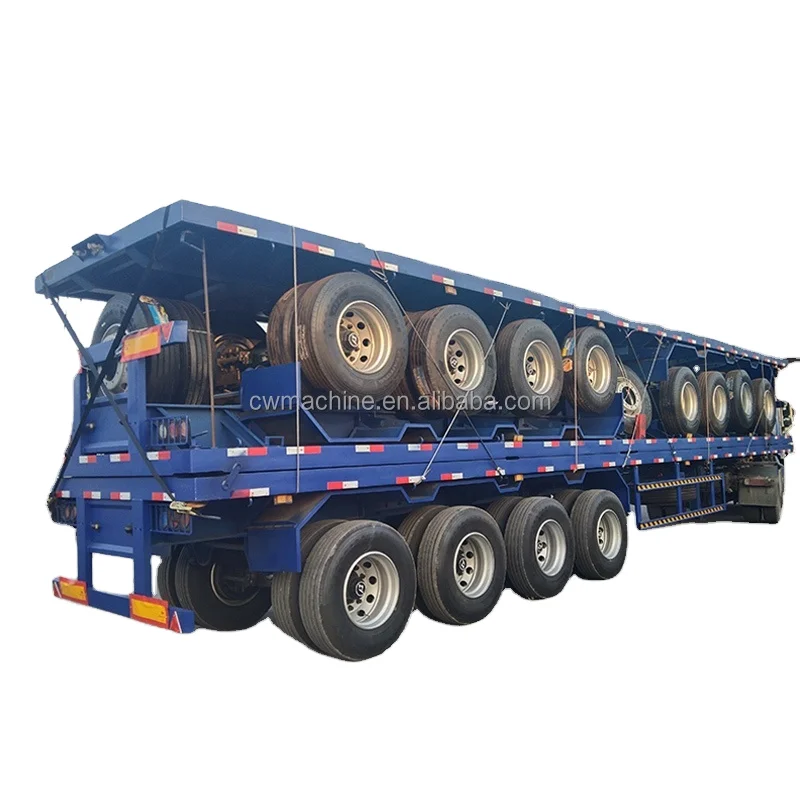 New and Used 30-50 Tons 40ft-50ft Low Bed Semi Trailers 3-4 Axles 45ft Flatbed Semi Trailers with 12r22.5 Tyre Truck Trailers