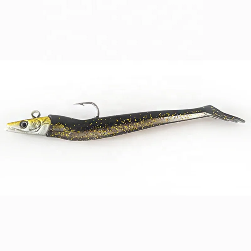 C 12cm Bass Pike Yellow Swimbait Artificial Bait Carp Pesca Lead Jig Head Eel lure Sandeel Soft Fishing Lure