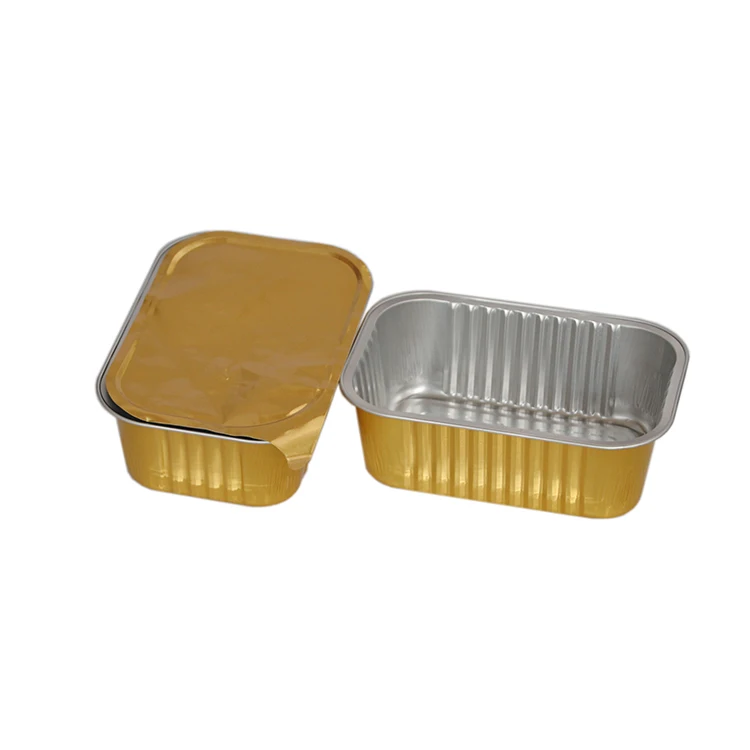 Disposable colored aluminium foil airline alu trays catering containers 6x6 no lid