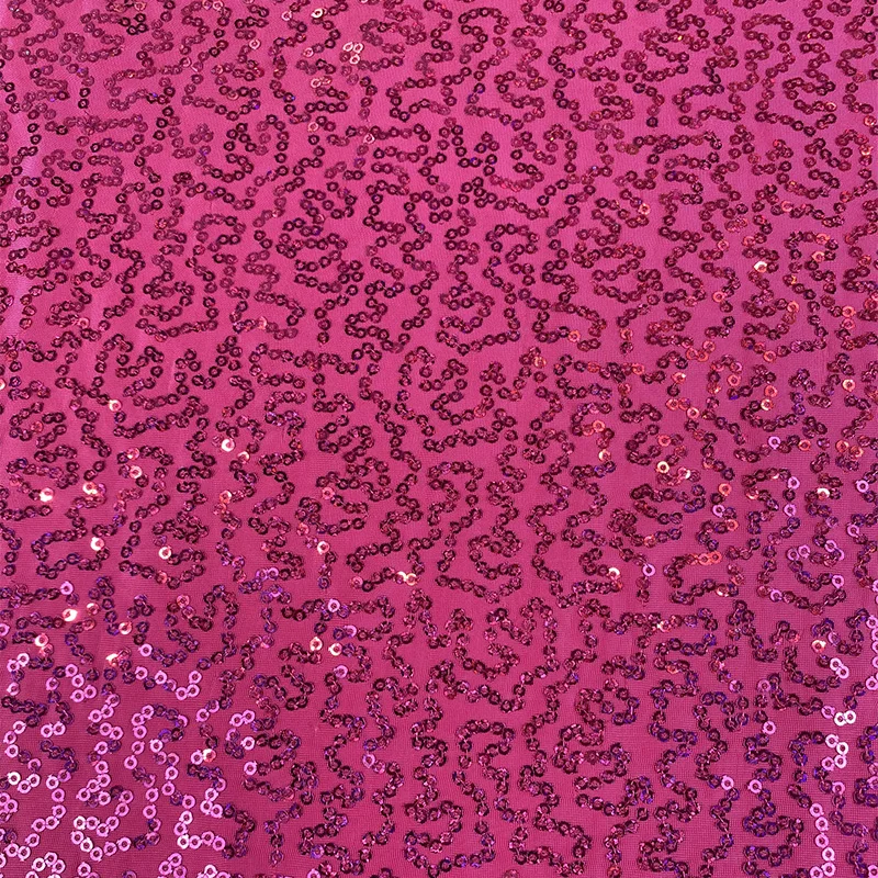 Shimmer Neon Pink Sequin Fabric Stretch Embroidered for Dancewear Dress Sewing 2021 New