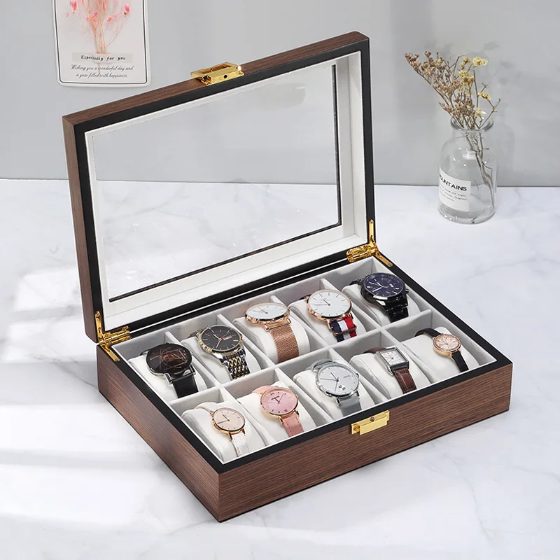 Simple window home display ten pack high-grade gift storage custom luxury watch box logo wood packaging box