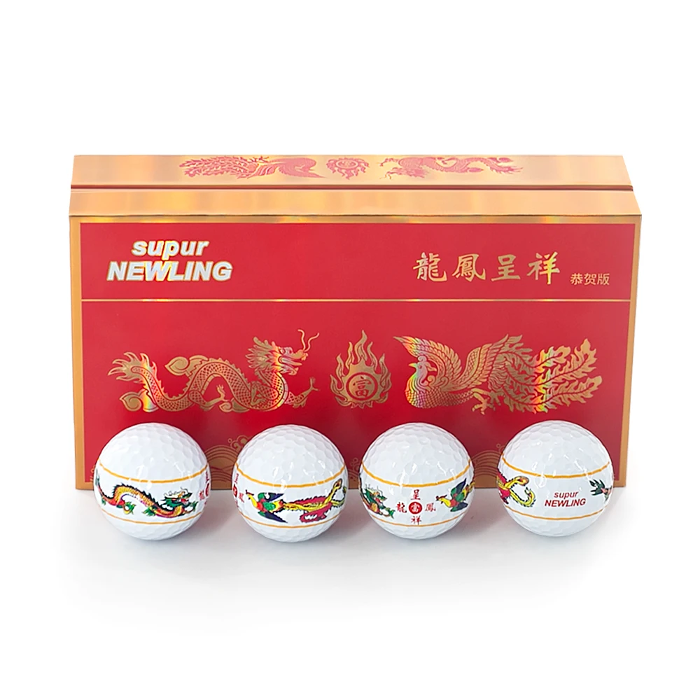 Custom Gift Box Packaging Three-Layer Tournament Golf Balls Dragon and Phoenix for Good Luck Custom 2/3/4 Layer Golf Surlyn Ball