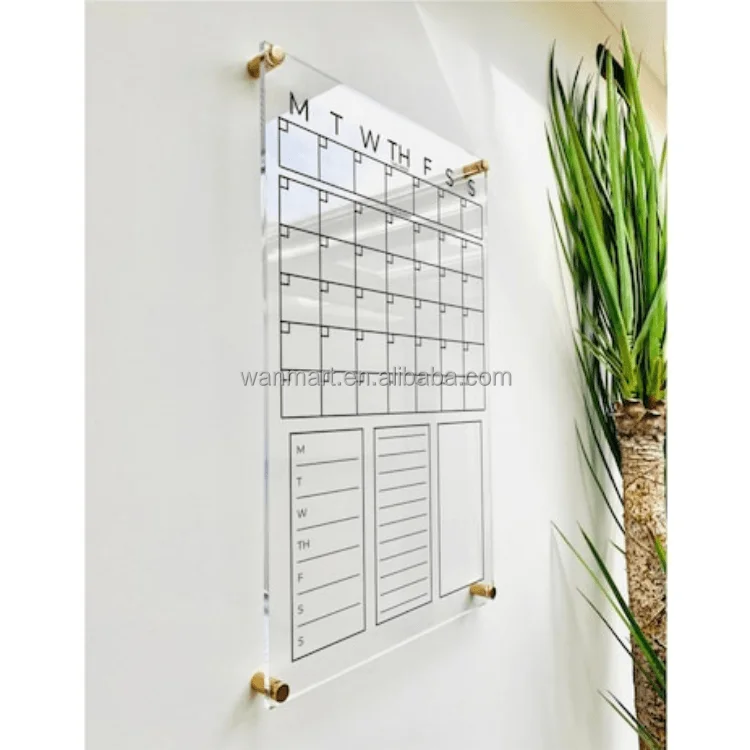 Factory custom dry erase calendar with clear acrylic stand calendar wall dry erase mounted planner