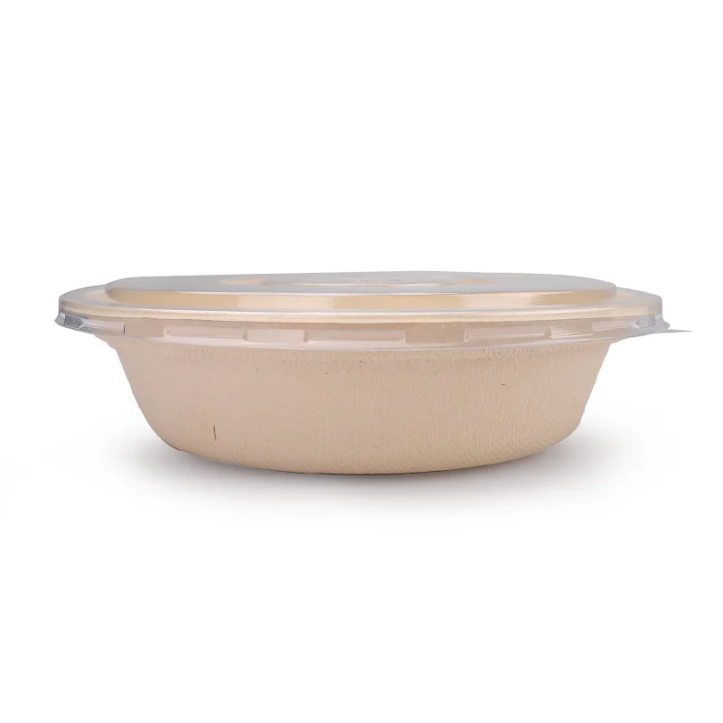 Disposable  Biodegradable Hot Soup Bowl Bamboo Pulp Food 12 Ounce Paper Bowls 32 Oz  Lunch Box With Lid Salad Bagasse Tableware