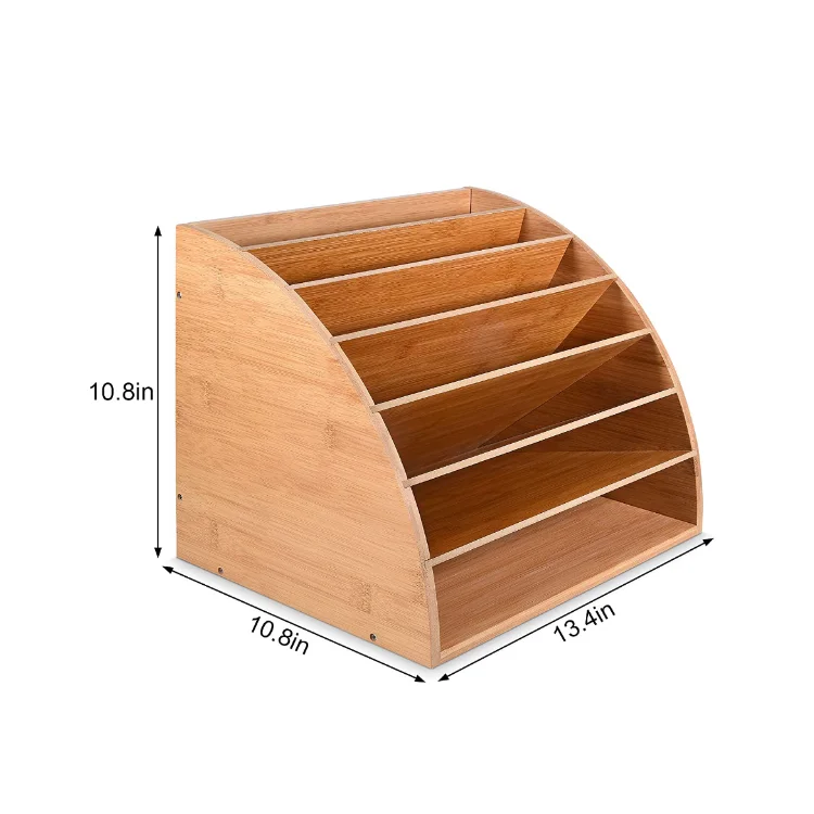 Custom desk file organizer tray DIY compartments bamboo office document tray
