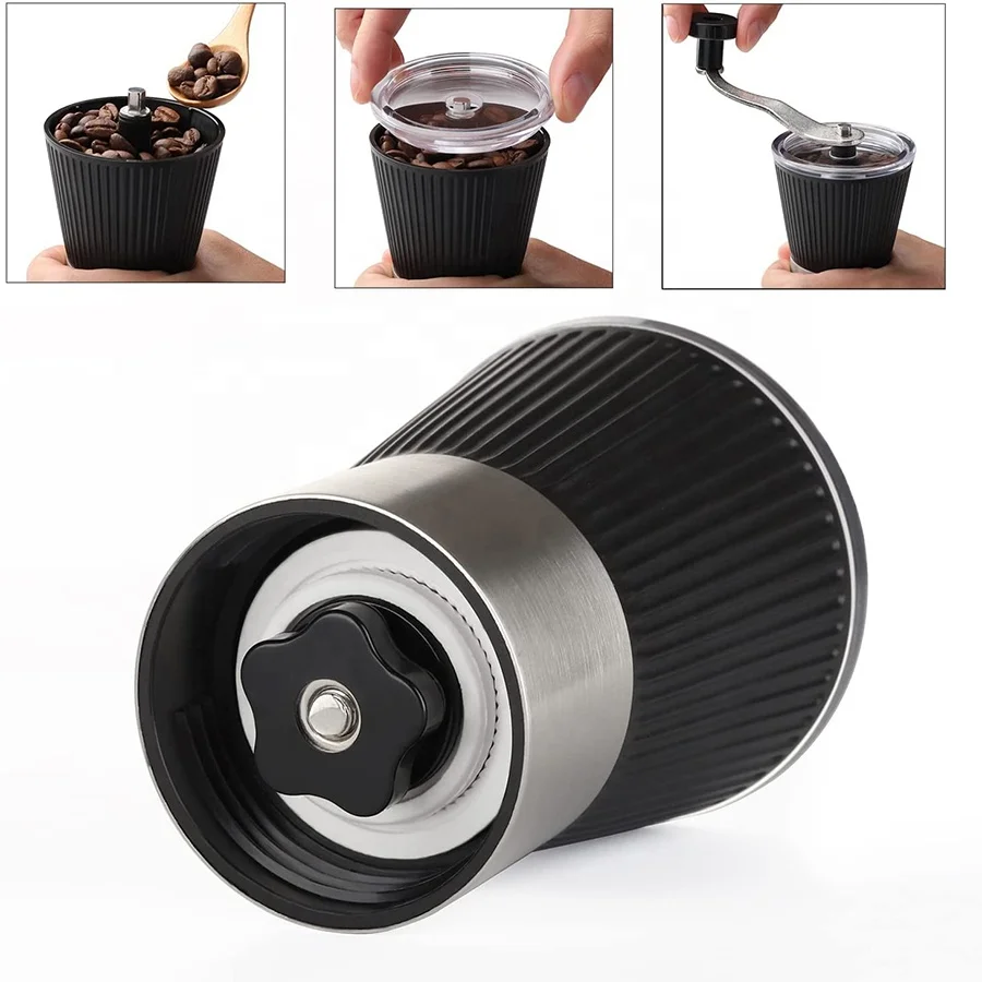 Factory Sale  Glass Portable Manual Stainless Steel Coffee Grinder With Large Capacity
