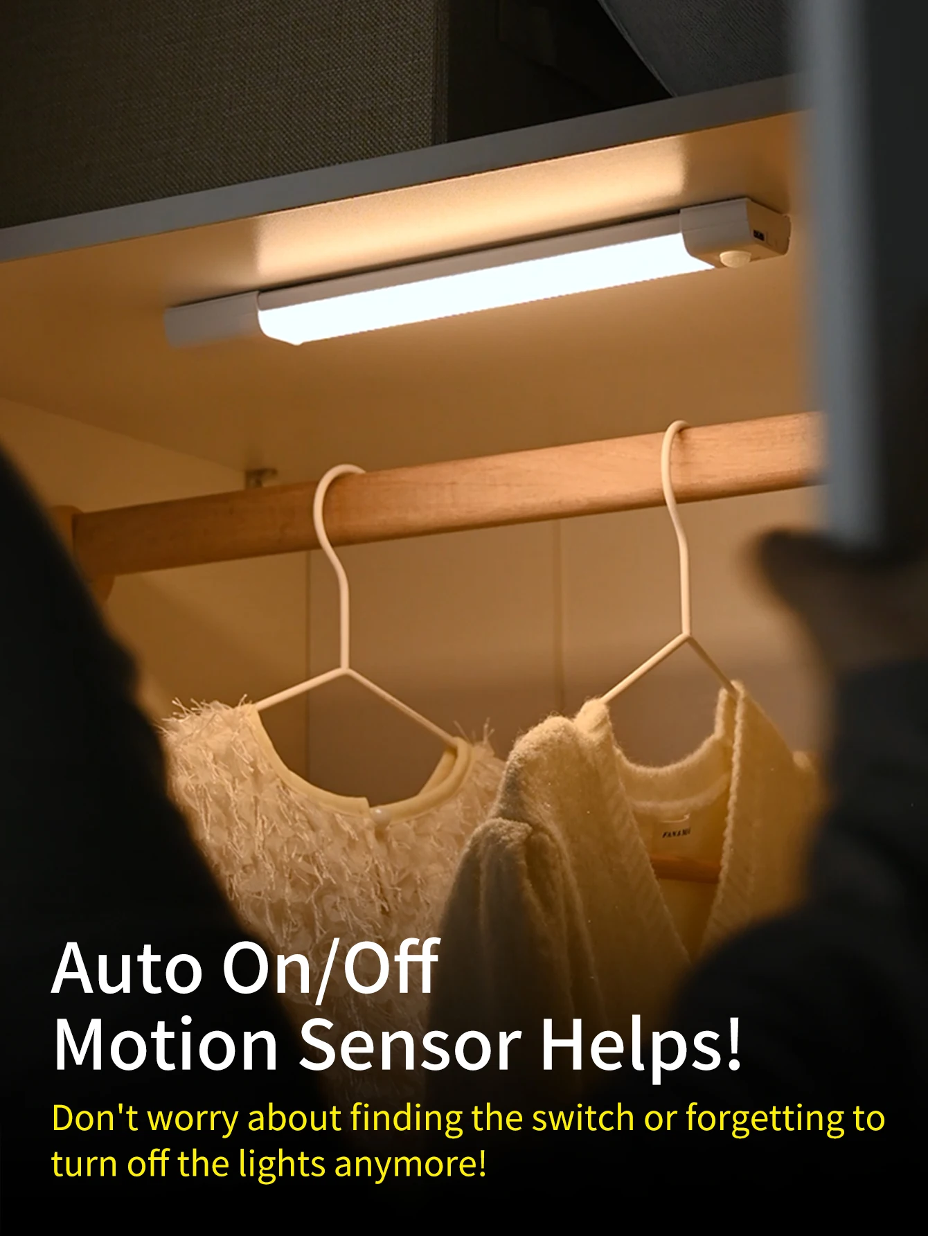 New Product Explosion Rechargeable Wireless Motion Sensor Led Light High Brightness Office Store Home White Black ABS